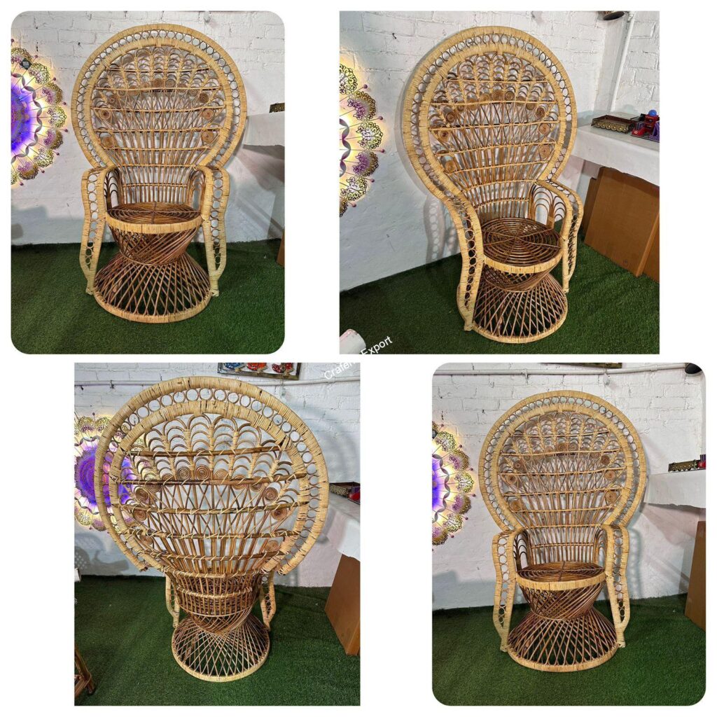 Bamboo Cane Peacock Chair - Perfect Event Seating for Weddings, Haldi Ceremonies, Hotels & Banquet Halls