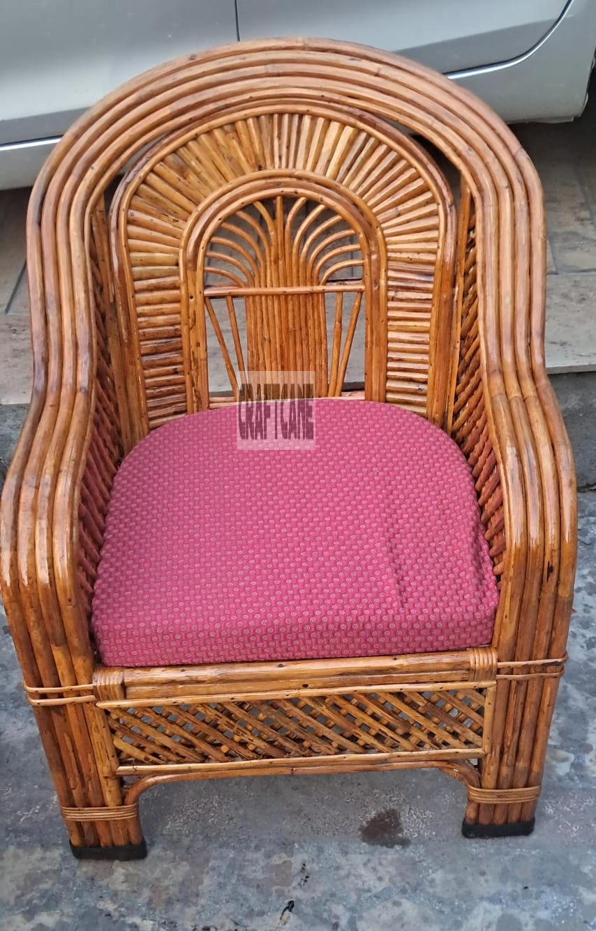 Cane Sofa Set with Table for Home, Living Room, Office, Garden, Resort with Cushion(raj)