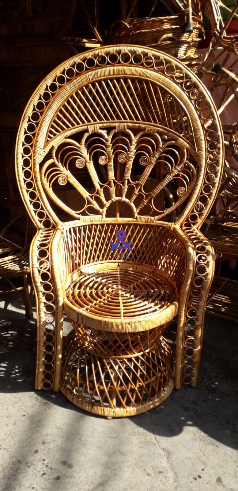 Rattan Bamboo Cane Peacock Chair,Marriage chair, Banquet Hall Chair, for Living Room with Seat Cushion