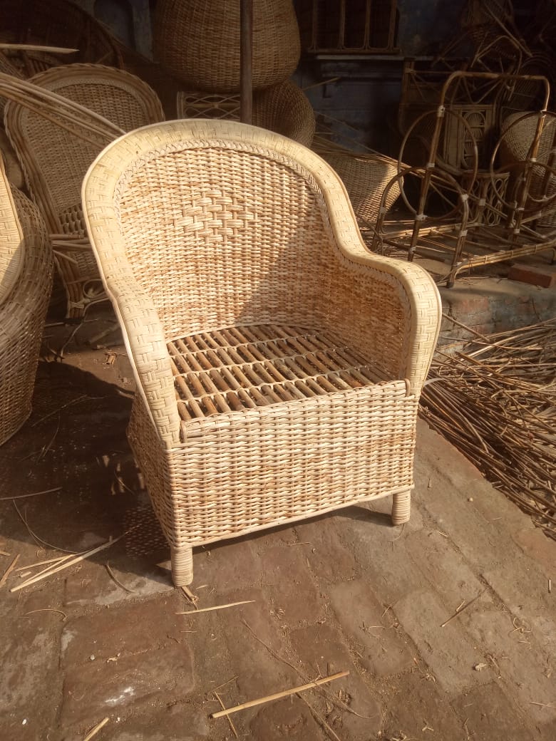 Bamboo Cane Sofa Chair for Home, Office, Garden & Balcony with Table (Set of 4 Chair with table)