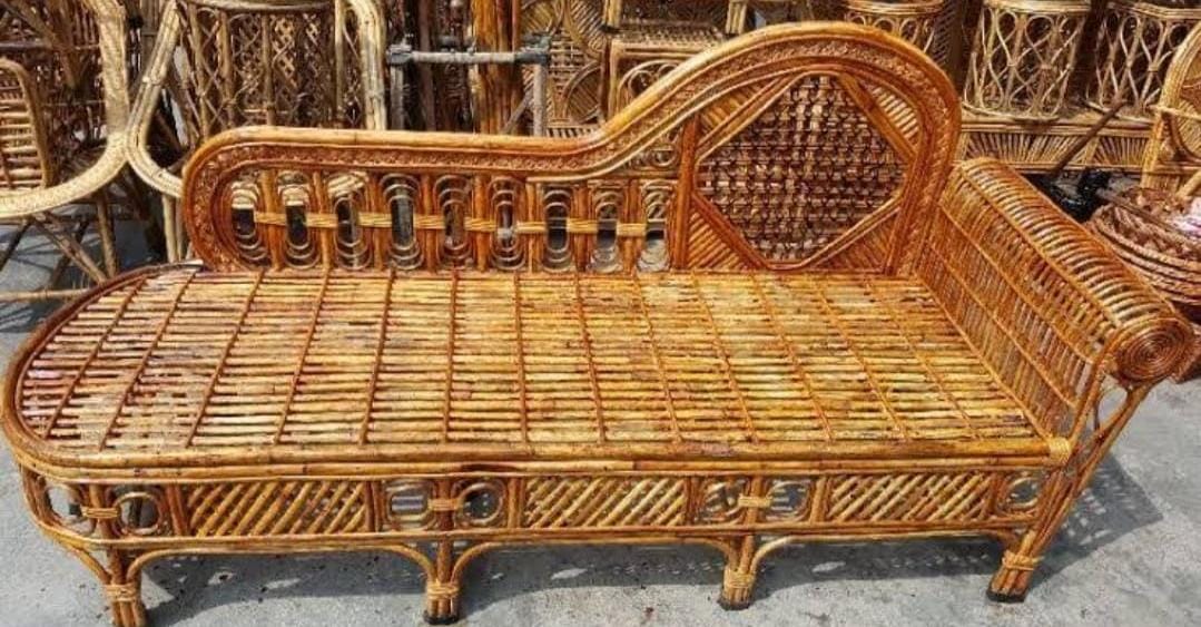 Cane Sofa Couch, Diwan, Settee, Sofa Cum Bed with Cushion (3-Seater) - PATANG
