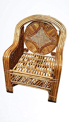 Bamboo Cane Chair, Sofa chair For Living Room, Arm, Lawn , Garden , Balcony chair with cushion - Pack of 1