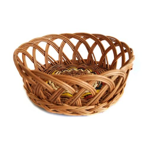 Multipurpose Brown Bamboo Basket Natural Bamboo Round Shape Cane