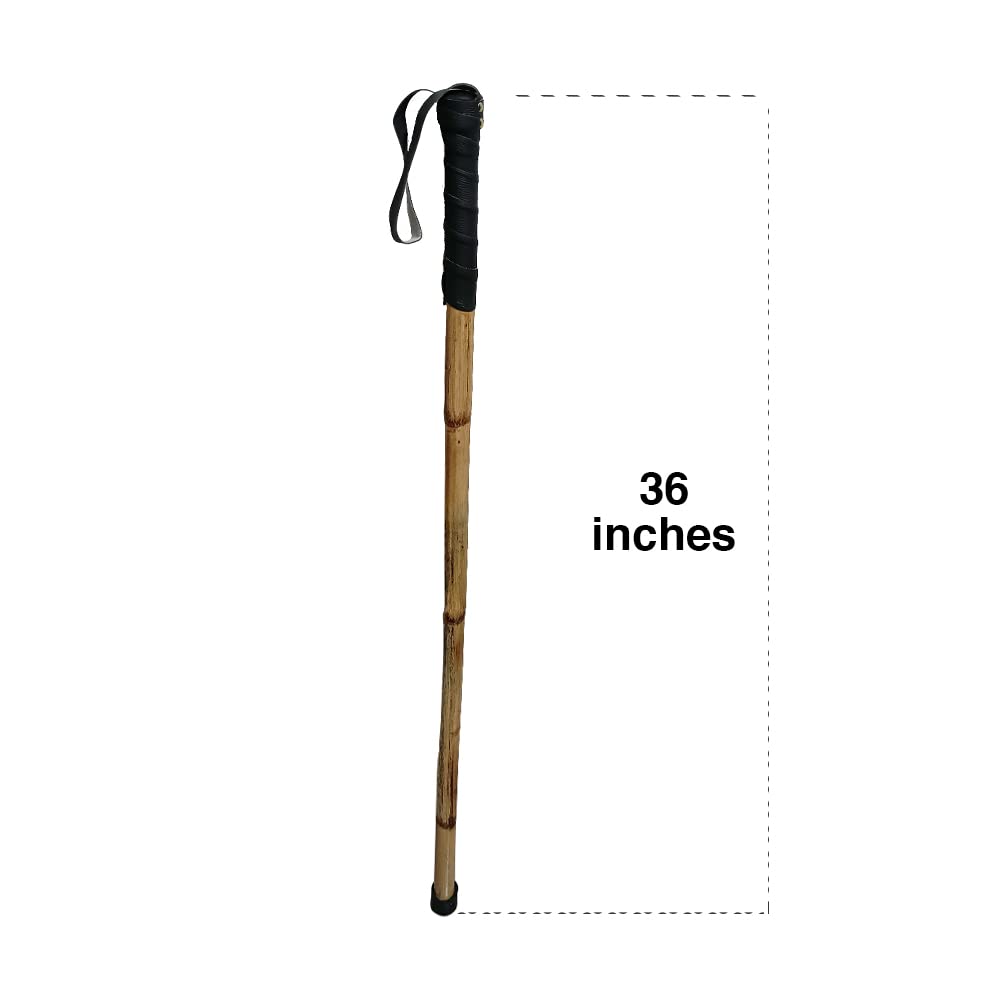 Bamboo Cane Stick 3 ft for morning walk, self defence,animal rescue (36 inch) with Hand Grip