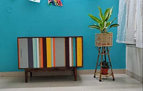 Cane Bamboo Planter Stand for Home Indoor, Outdoor, Living Room, Balcony, Garden