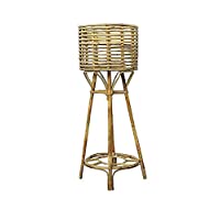 Cane Bamboo Planter Stand for Home Indoor, Outdoor, Living Room, Balcony, Garden