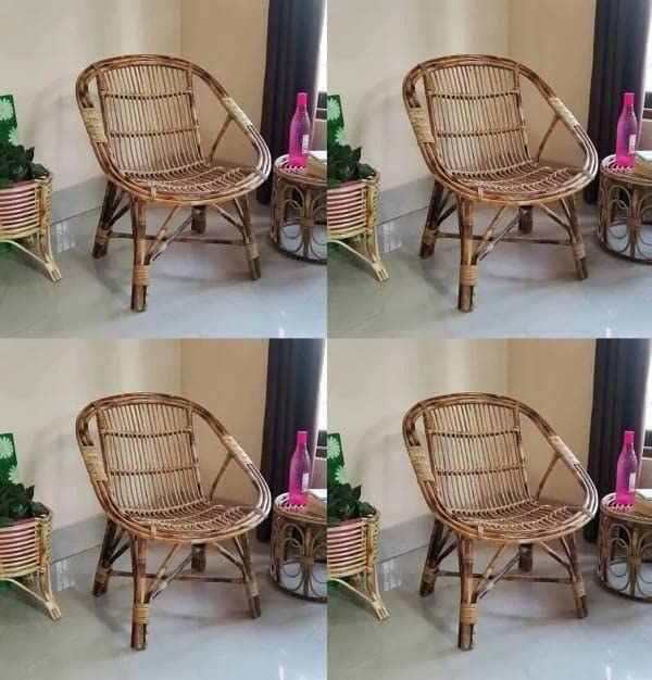 Cane Arm, Lawn, Indoor Outdoor Chair Set with Cushion (Pack of 4 Chairs)
