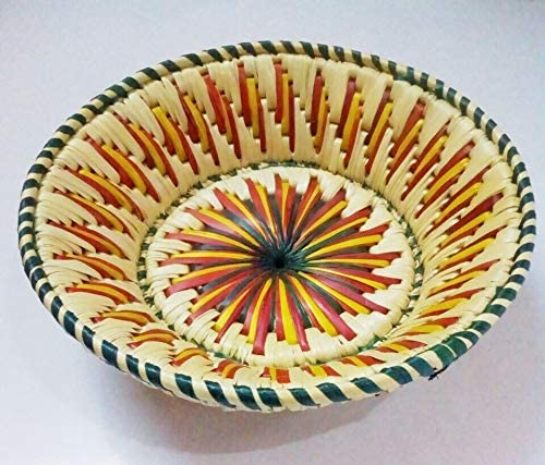 Natural Grass Fruit Basket,Vegetables Basket,Roti Basket,Kitchen Storage Basket, (Multicolour)