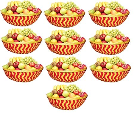 Bamboo Basket for Home, Kitchen, Vegetable & Fruit Storage, Roti Storing, Gift Packaging (Pack of 10)