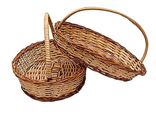 Oval Handle Cane Bamboo Basket for multipurpose Set of 3 baskets. Size 14 inch, 13 inch,12 inch