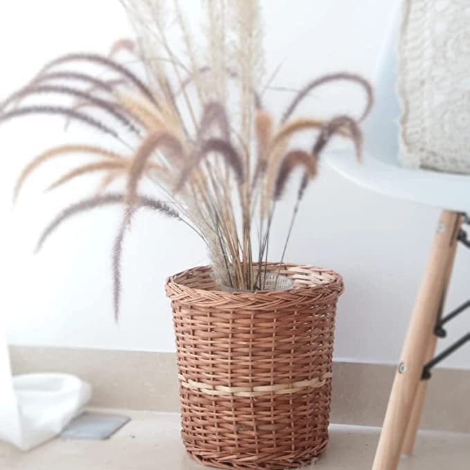Bamboo Wicker Planter Stand for Home, Terrace,Living Room, Balcony, Indoor, Outdoor Garden,Storage Basket Flower Pot (Pack of 3)