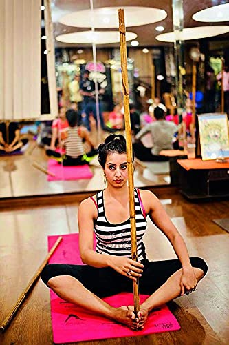 Bamboo Cane Stick for yoga block, Walking Cane, Balance, Strength Training & Stretching 6ft Wooden Yoga Stick for Exercise, Gym Stick Fitness,Physical Rehabilitation - Pack of 1