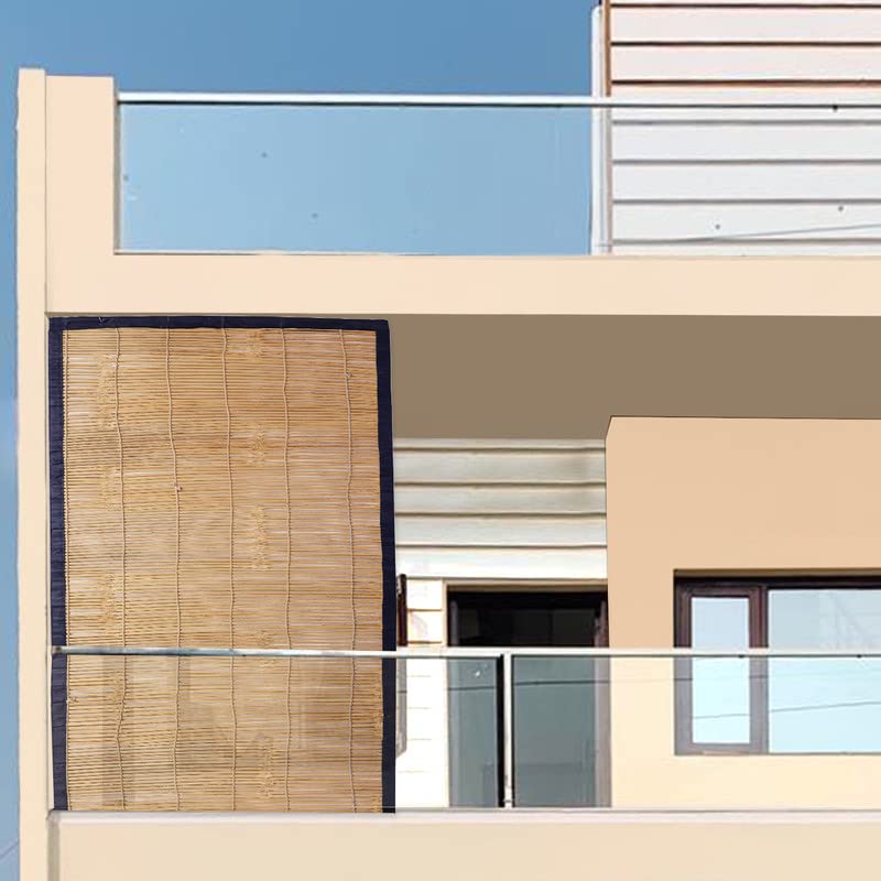 Bamboo Chick Blinds, Balcony Blinds For Sun Protection, Chick/Curtain for Balcony, Windows, Outdoors, Door, Kitchen (4 Feet Width X 8 Feet Height)