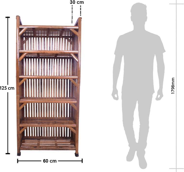 6 Tier Bamboo Storage Rack – 60x30x125 cm Multipurpose Wooden Shelf for Kitchen, Home, Office, Books, Shoes & More – Fully Assembled