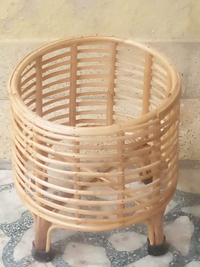 Cane Bamboo Planter Stand for Home Garden Balcony Living Room Decor