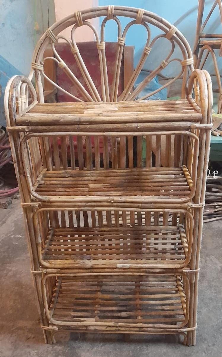 Cane Books Rack, Shoe Rack, Cloth Rack, Multipurpose Rack (4 Shelf)