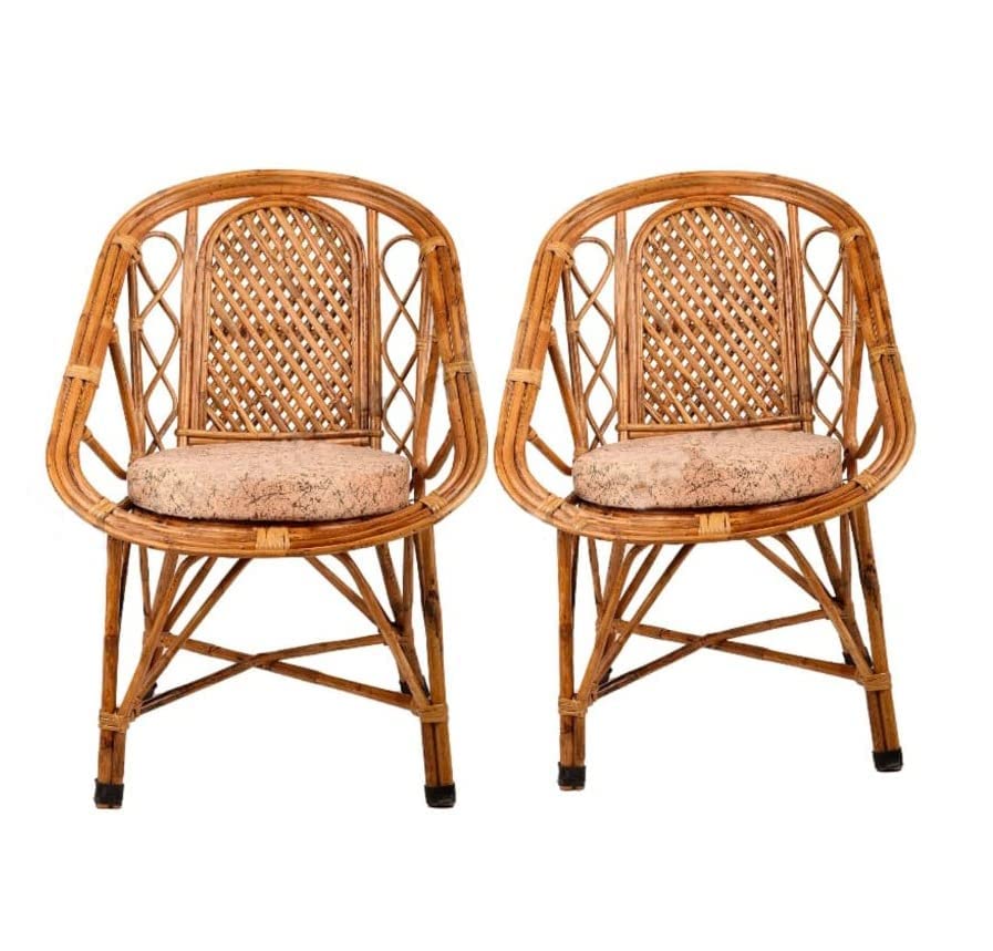 Bamboo Cane Chairs | Kursi | Garden Chairs |Living Room, Dining Room,Cafe Chair,restaurent Chair(Set of 2)