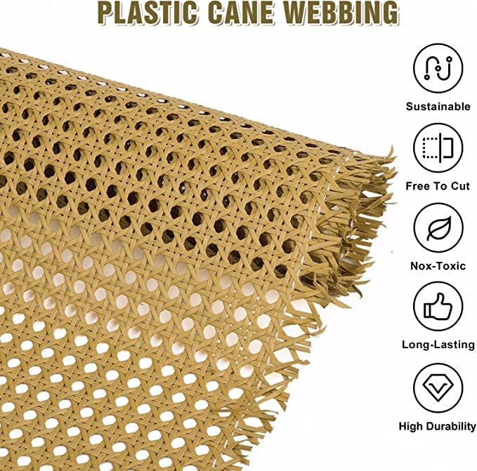 PVC Plastic Cane Webbing Mat Roll - Durable, Versatile Cane Mesh for Home Furniture & DIY Projects(18inch*36 inch)