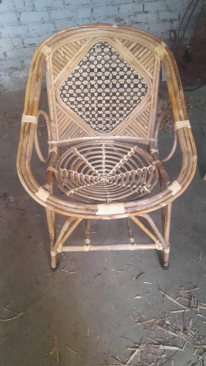 Bamboo Cane Lawn Chair,Cafe,Restaurant,Balcony,Living Room Chair with Cushion