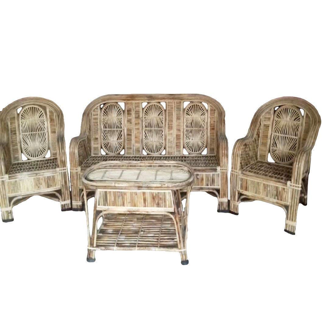 Cane Sofa Set with Table (Type - 3 Sitter + 2 No. Single Chair + 1 Center Table)