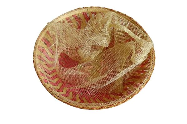 Round Bamboo Basket with Net Cover – Perfect for Weddings, Festivals & Gifts(pack of 4)(9inch size)