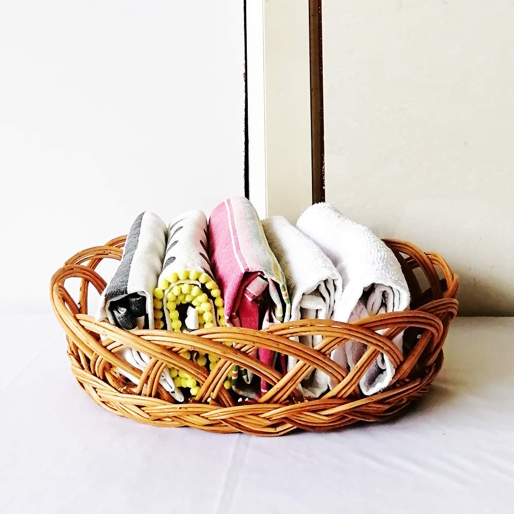Cane Oval Basket for Festival Gift Packing, Dry Fruit Basket, Fruit Basket,Storage Baskets, Wedding Baskets, Dinning Table basket, Napkin Basket(Pack of 2)