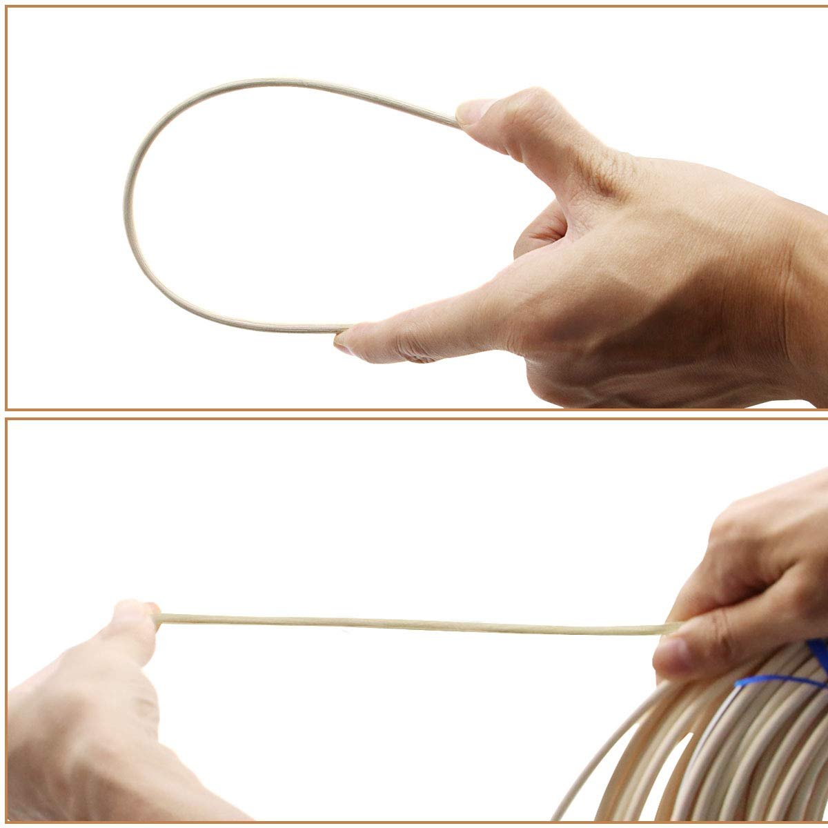 Rattan Spline for cane webbing,Cane Mesh Wire for Home Furnishing and Chair Repair (4MM)