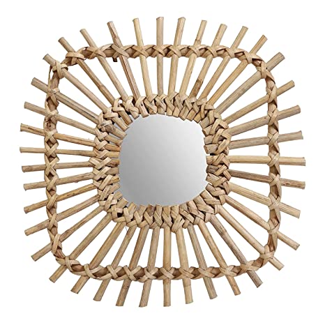 Cane Square Shape Mirror for Wall Mount