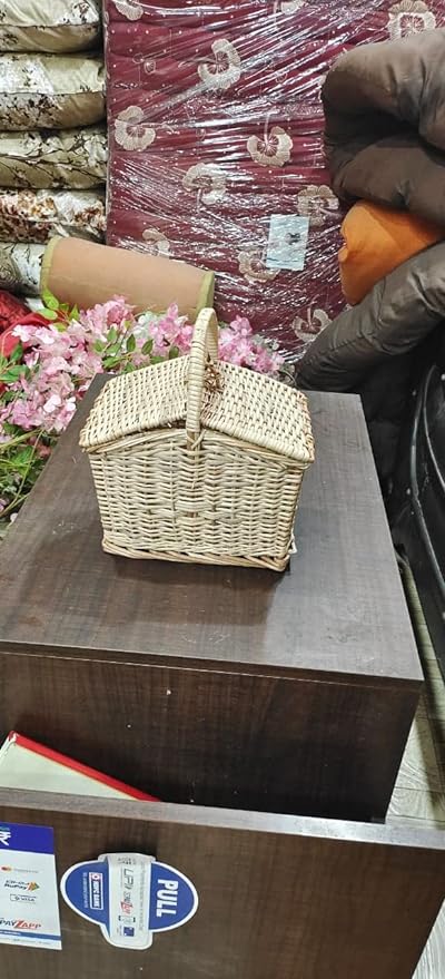 Bamboo Cane Storage Basket for Laddu Gopal Carry Basket,kanha Basket for Travel,tokri for Laddu Gopal Ji,Pooja Basket, mandir Basket,Fruit & Vegetable Basket(Multicolour)