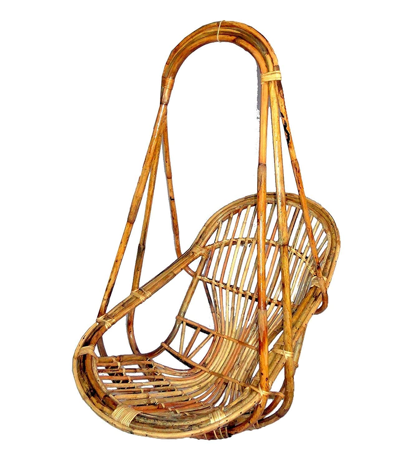 Rattan Cane Swing Chair with Cushion & Hanging Chain for Kids and Adults