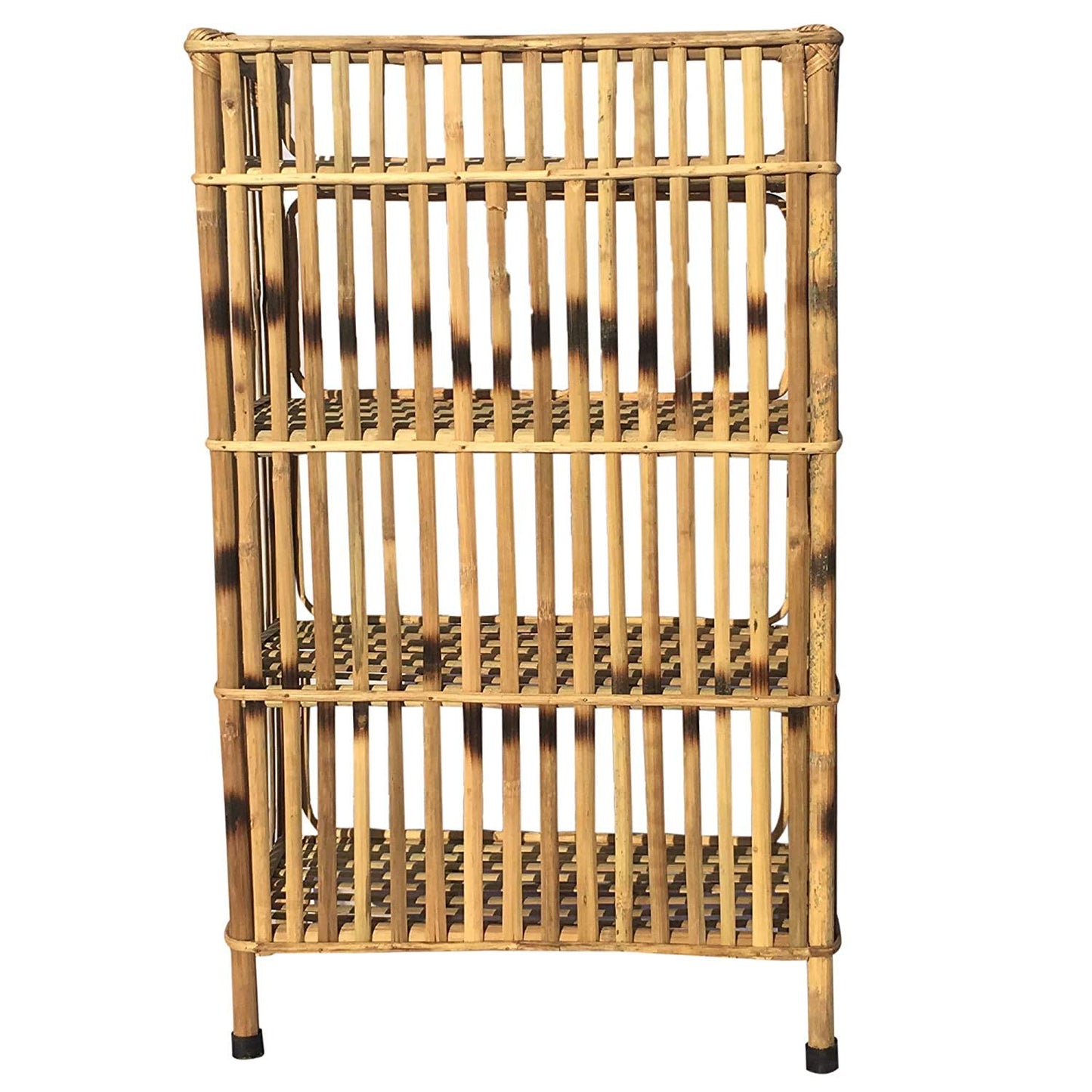 Bamboo Natural Finish Brown Cane Rack of 4 Shelves for Books and Shoes (64 x 30 x 102 cm)