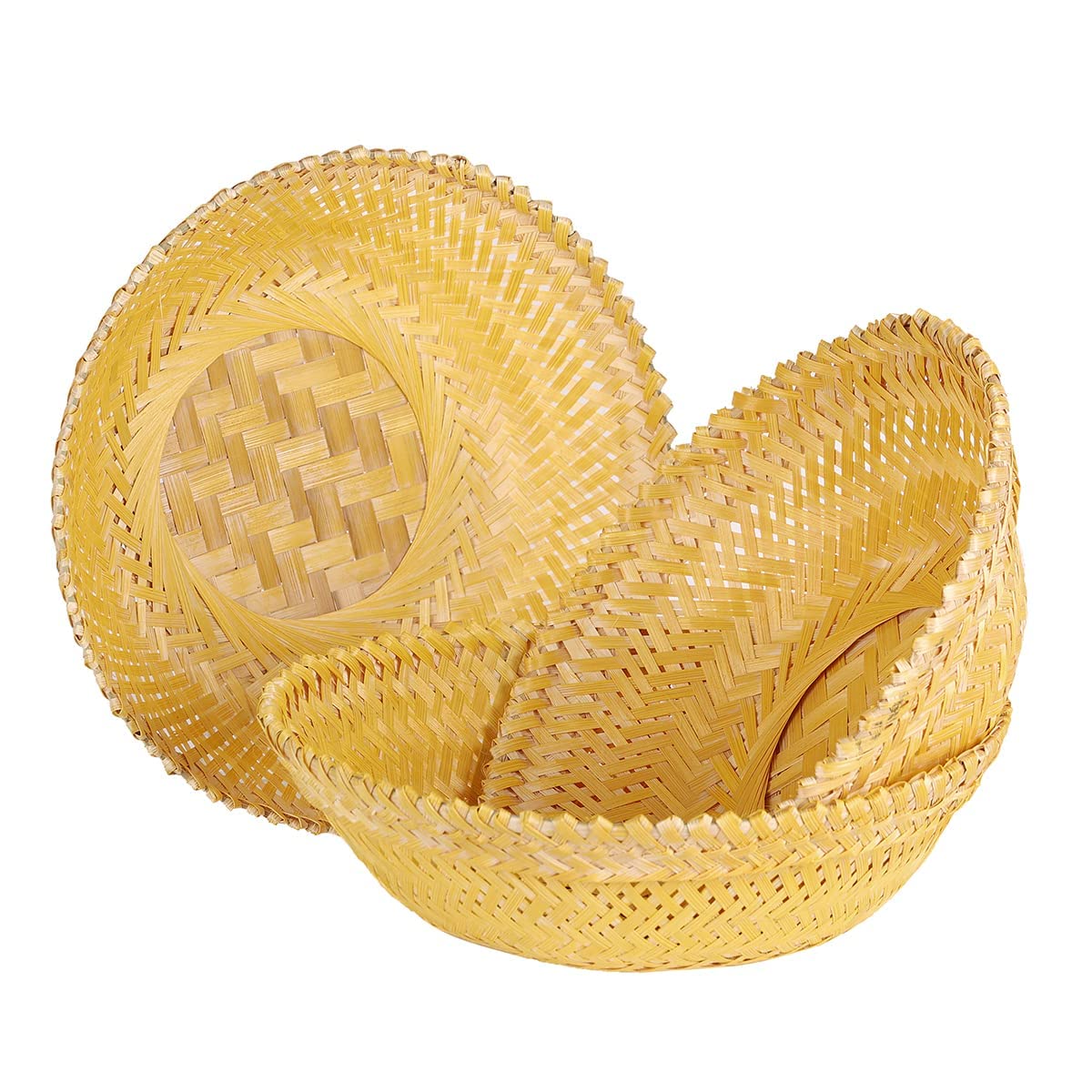 CRAFTCANE Bamboo Basket for Home, Kitchen,Vegetable Basket, Fruit Basket,Wedding,Festival Gift Packaging,Hotel Room Basket (Pack of 5) Size :-9" x 3"