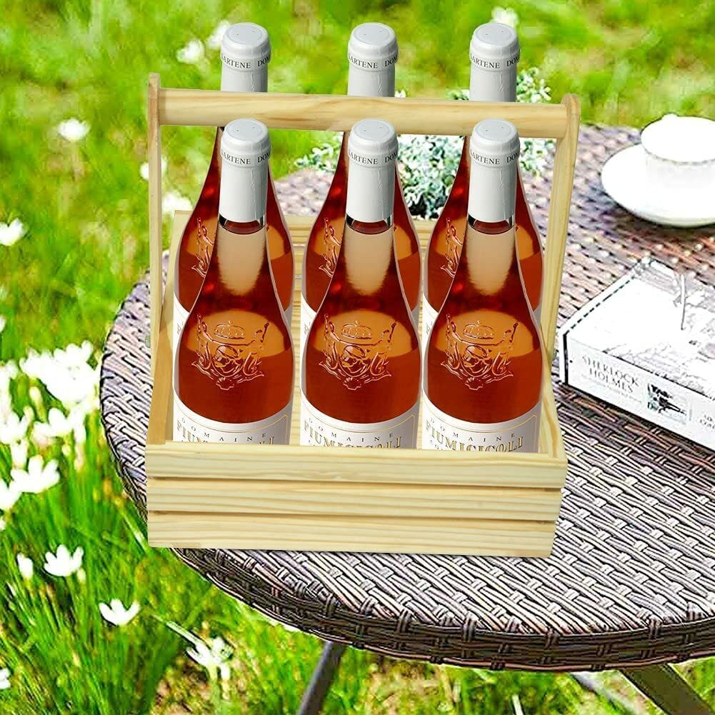 Pine Wood Gifting Square Basket with Wooden Handle(10*10*2.5 inch) pack of 2