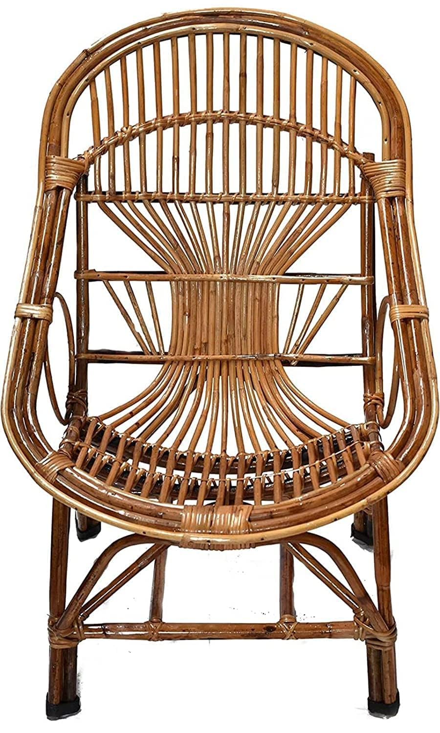 Bamboo Cane Lawn Chair Set with Table & Cushion – Perfect for Balcony, Garden & Indoor-Outdoor Seating(SET OF 2)