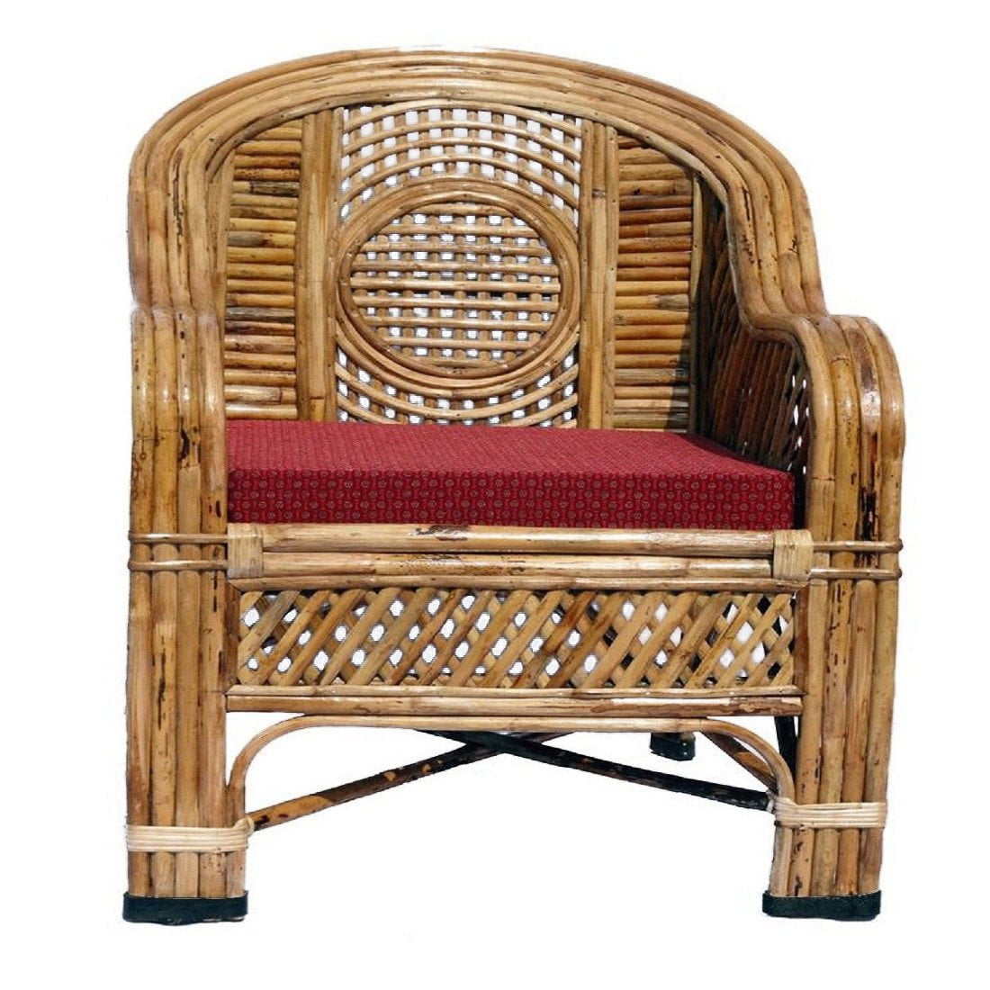 Cane Sofa Set with Table - Five Seater (Brown, Standard Size)