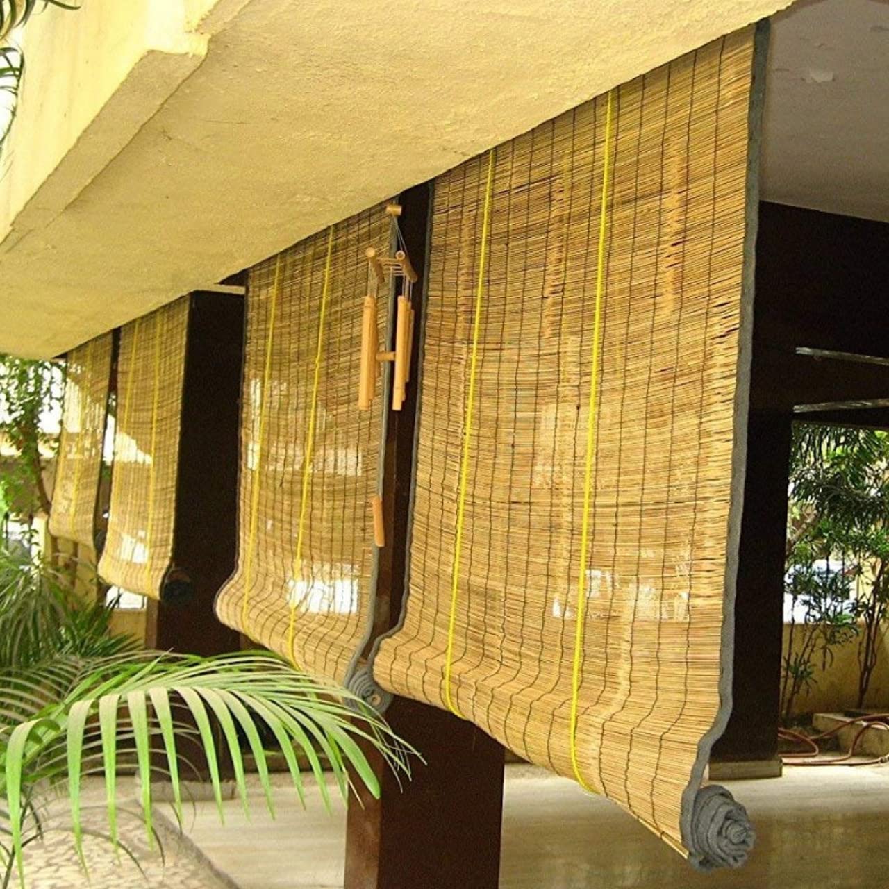 Bamboo Chick Blinds, Balcony Blinds For Sun Protection, Chick/Curtain for Balcony, Windows, Outdoors, Door, Kitchen (5 Feet Width X 9 Feet Height)