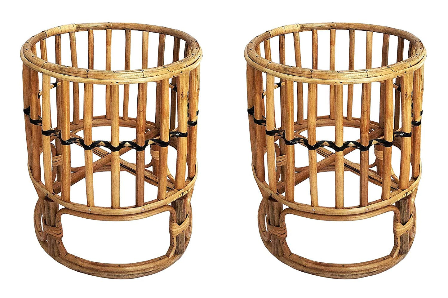 Cane Rattan Indoor Outdoor Planter Stand for Home and Office Decor (Pack of 2)