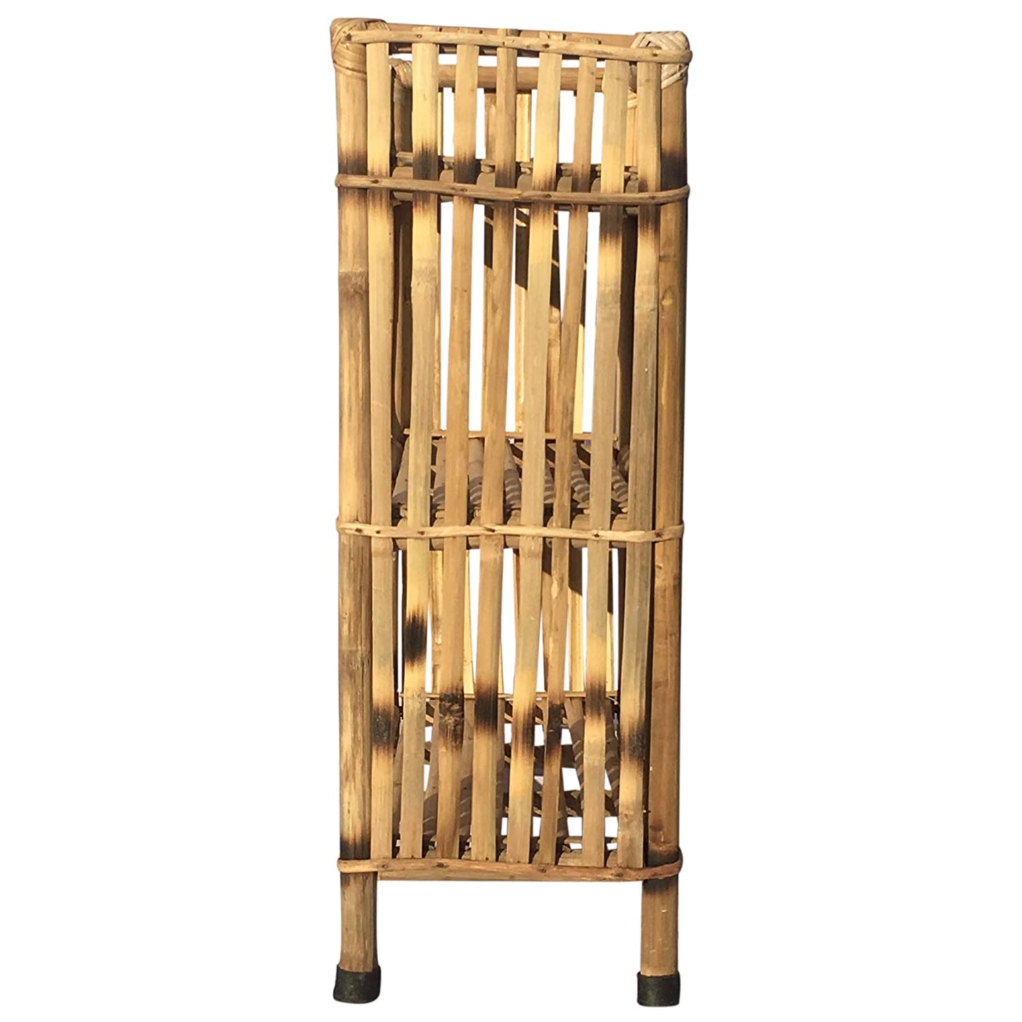 Natural Finish Cane Bamboo Rack of 3 Shelves for Books and Shoes, 63 x 30 x 89 cm