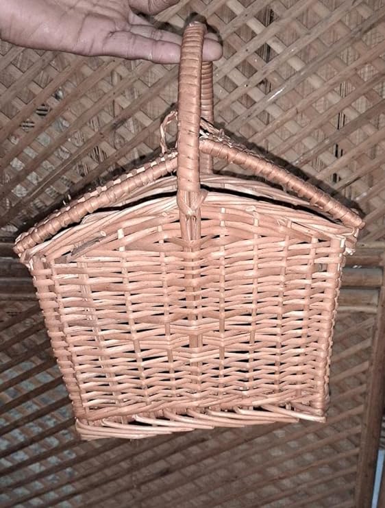 Bamboo Cane Storage Basket for Laddu Gopal Carry Basket,kanha Basket for Travel,tokri for Laddu Gopal Ji,Pooja Basket, mandir Basket,Fruit & Vegetable Basket(Multicolour)