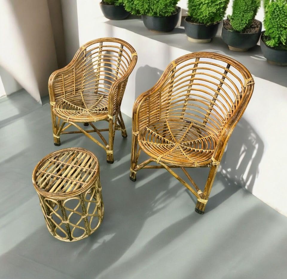 Elegant Cane Chair Set with Table – Perfect for Home, Office, Garden & Balcony