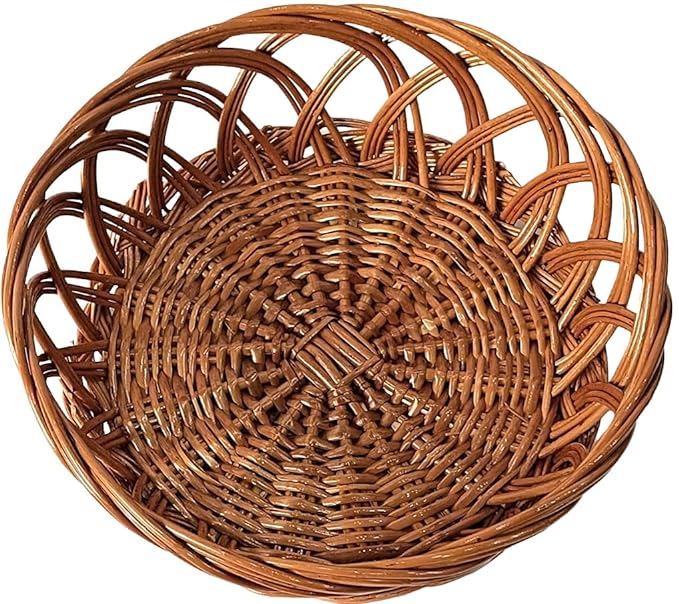 Cane Round Basket for Festival Gift Packing, Dry Fruit Basket, Fruit Basket,Storage Baskets, Wedding Baskets, Dinning Table basket(Pack of 2)