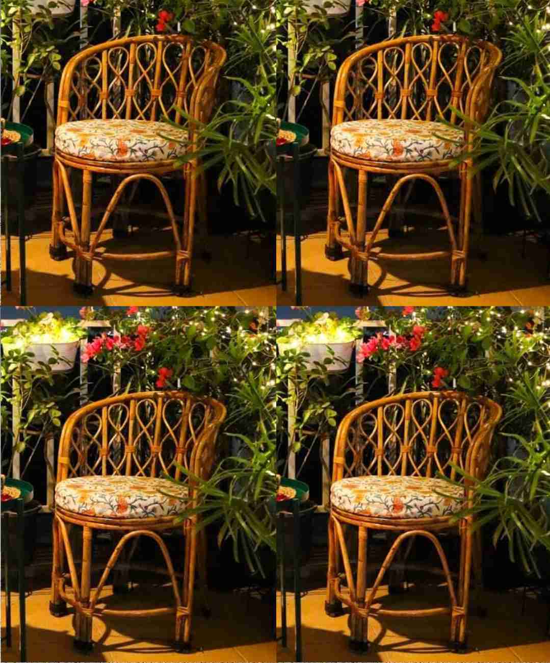 Elegant Bamboo Cane Chair Set – Ideal for Living Room, Garden, Porch & More (Set of 4)
