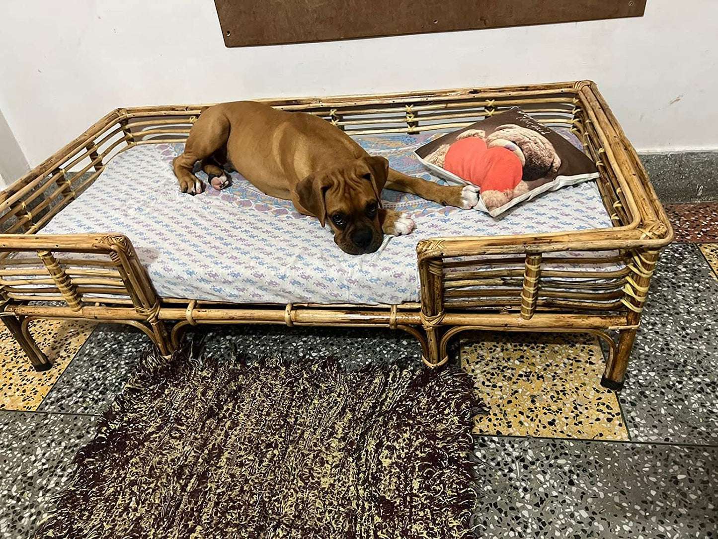 Bamboo Cane Pet Bed For Dogs and Cats with foam (square)