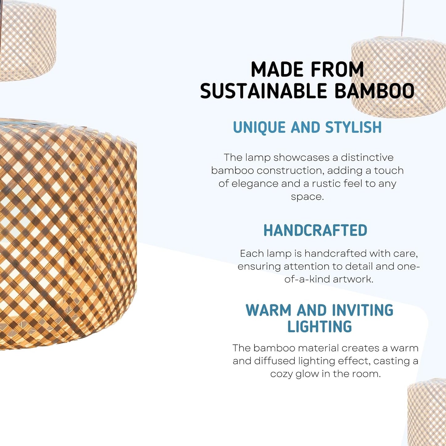 CRAFTCANE Bamboo Hanging Lamp Shades,Pendent Lamp Shade,Hanging Lights for Dining Room, Living Room,Hotel,Cafe,Home Corrido, Bar, Restaurant, Coffee house (classic)