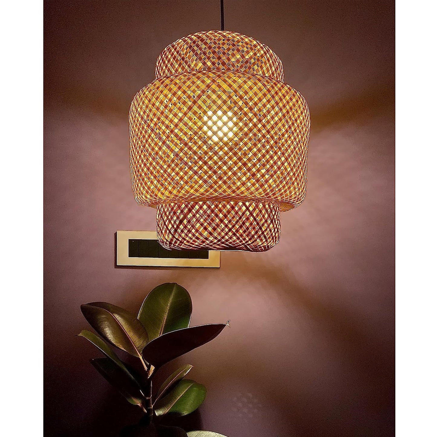 Bamboo Hanging Lamp Shades,Pendent Lamp Shade,Hanging Lights for Dining Room, Living Room,Hotel,Cafe,Home Corrido, Bar, Restaurant, Coffee house (16inch)