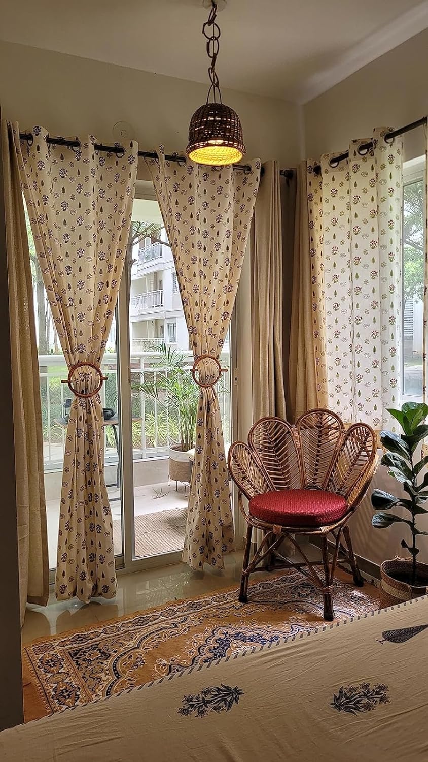 Bamboo Cane Chair for Living Room, Lawn, Restaurant, Studio, Cafe with Cushion