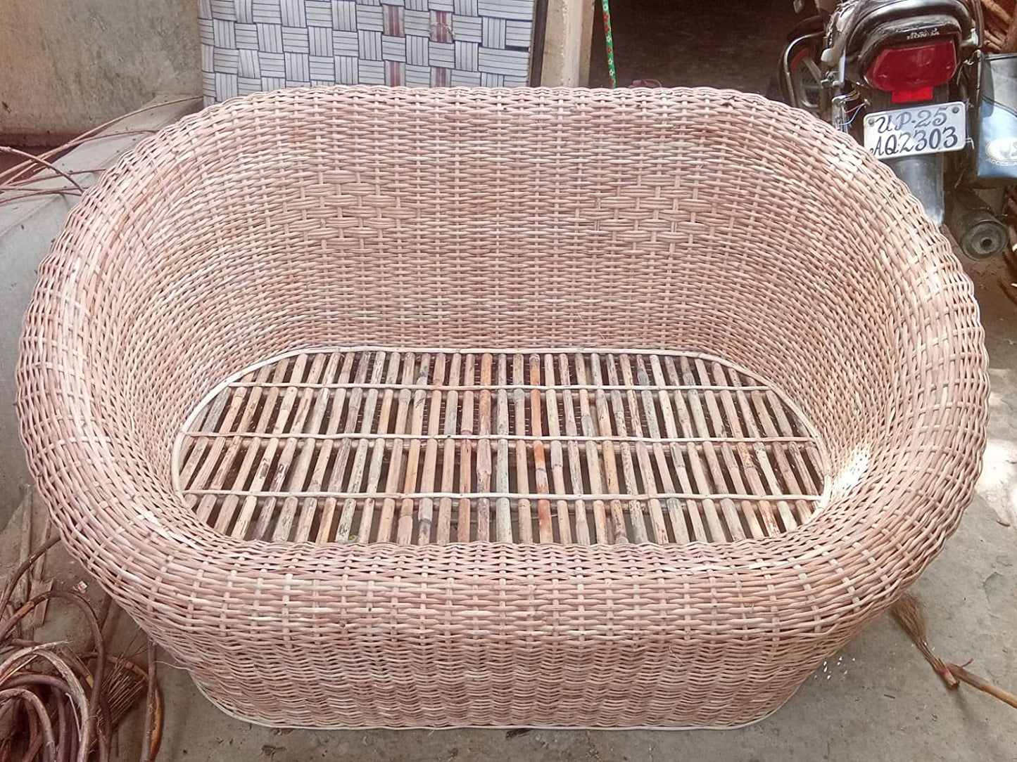 Bamboo Cane Two Seater Sofa for Home, Living Room,Office