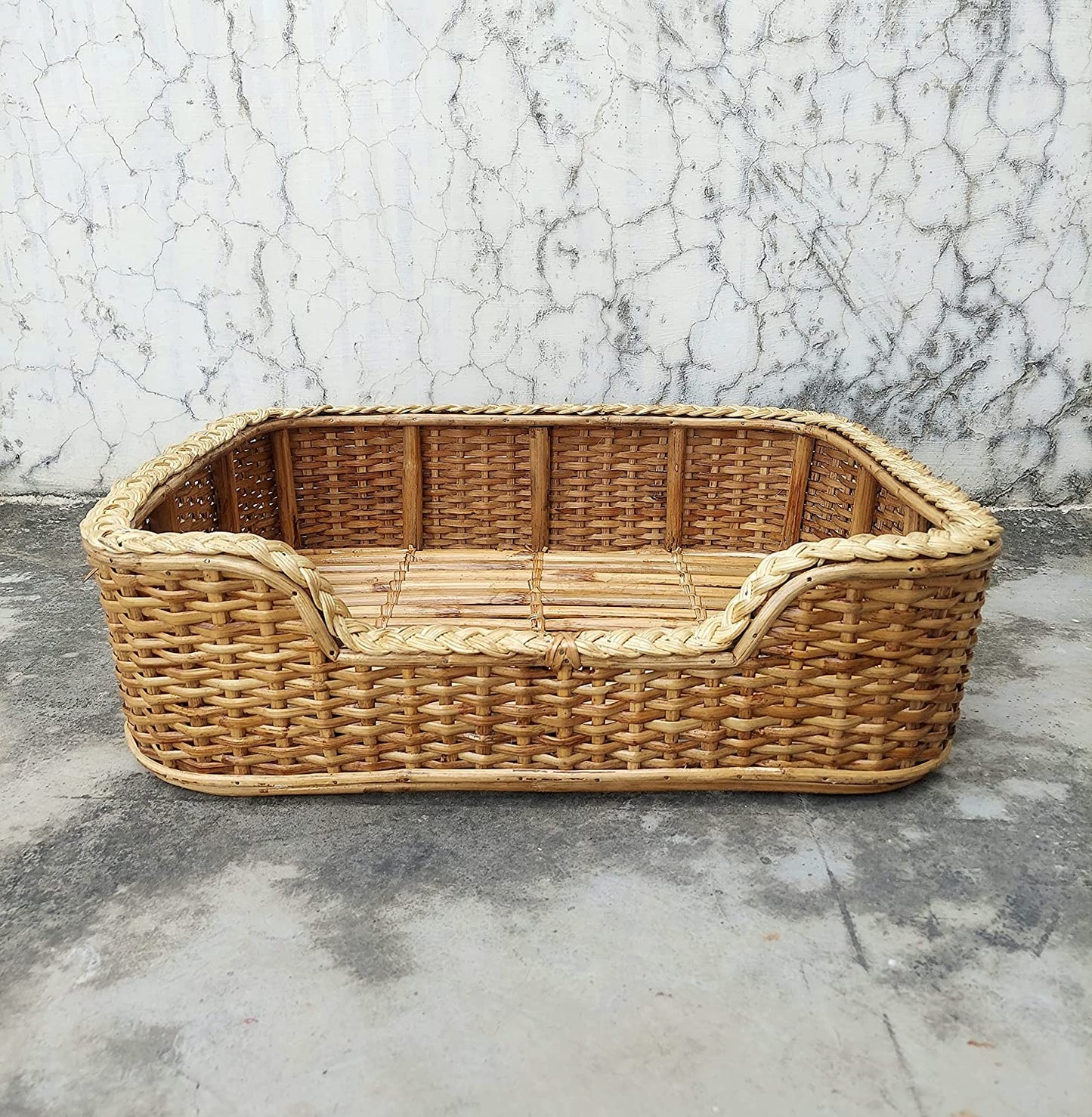 Bamboo Cane Pet Bed For Dogs and Cats with Foam (Weaving)36" x 24" x 7"