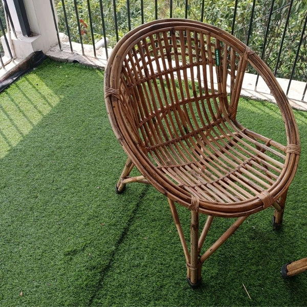 Cane Lawn Chair with Cushion | Handcrafted Round Chair