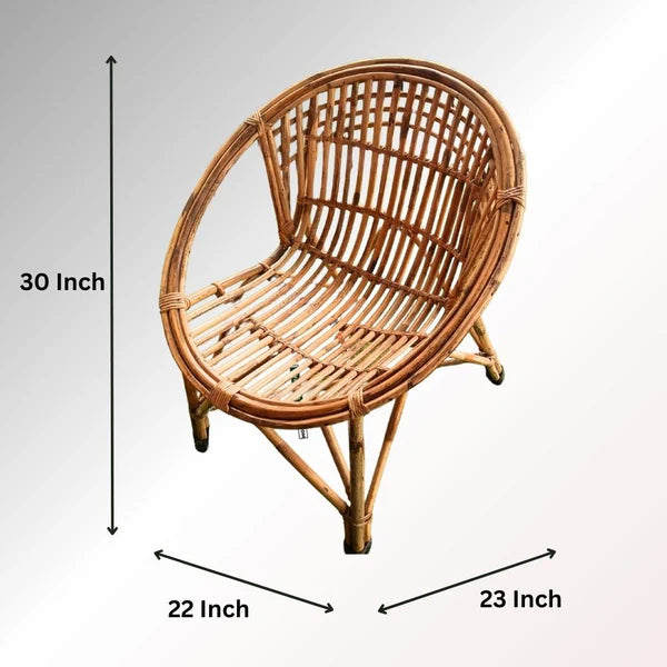 Cane Lawn Chair with Cushion | Handcrafted Round Chair